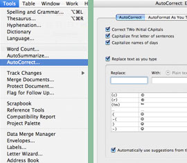 How to access the AutoCorrect in Microsoft Word